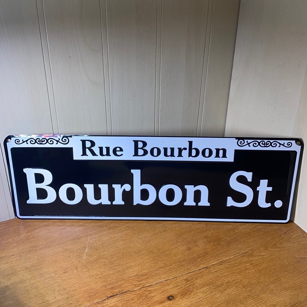 Metal Bourbon St. Street Sign
